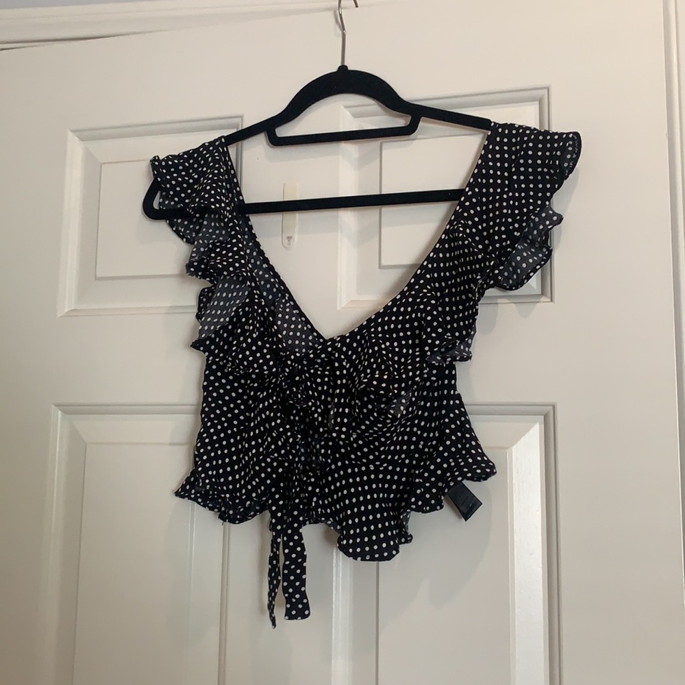 Topshop black and white polka dot top
